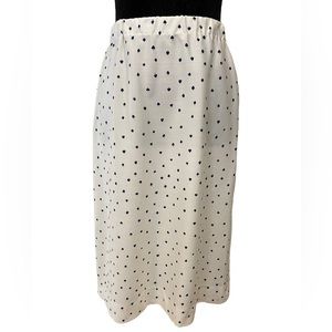 Vintage White Spade Print Stretch Party Casual Casino Retro Poker Midi Skirt